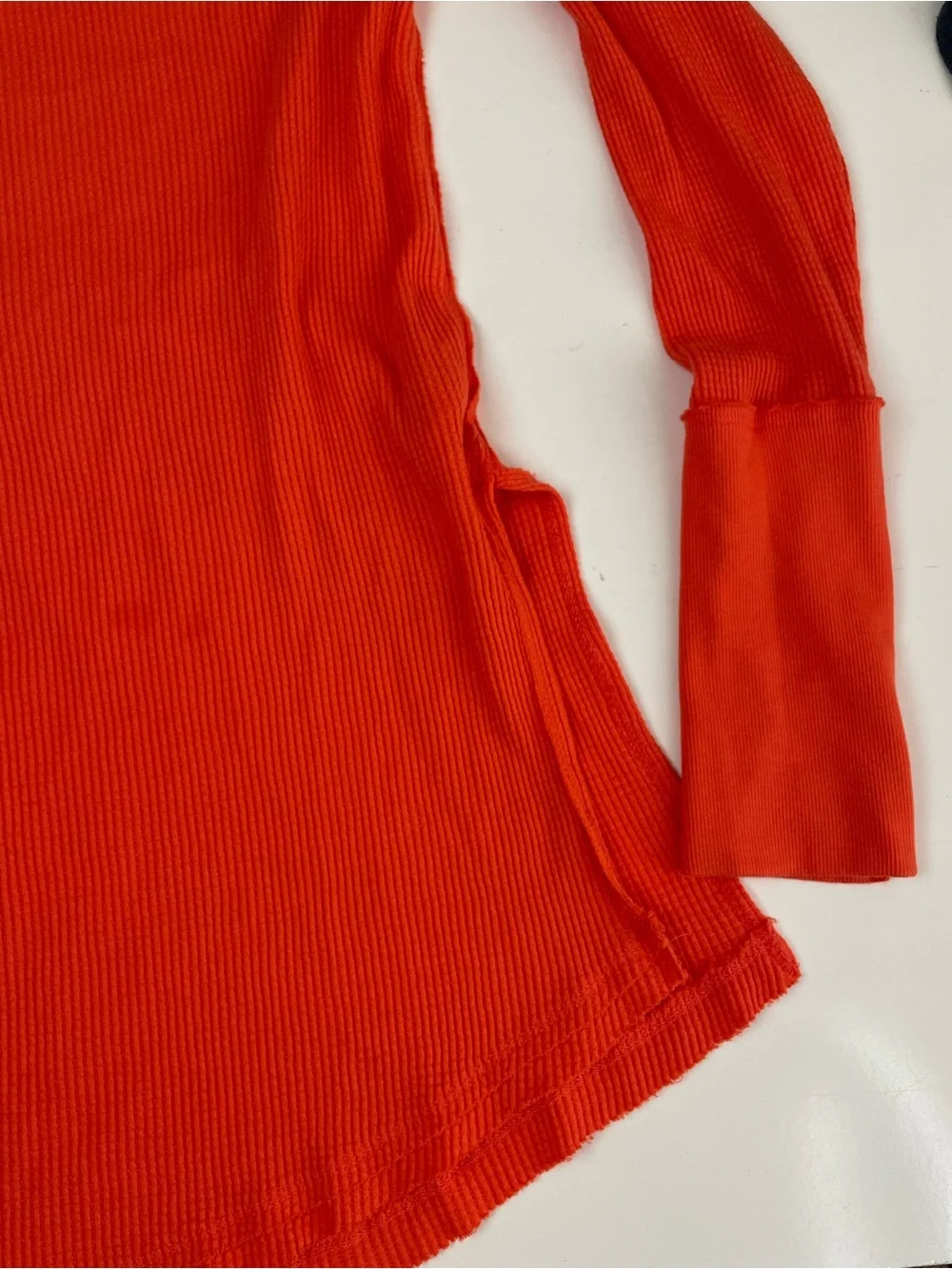 Free People Snowy Thermal Knit Long Sleeve Heatwave Orange Top